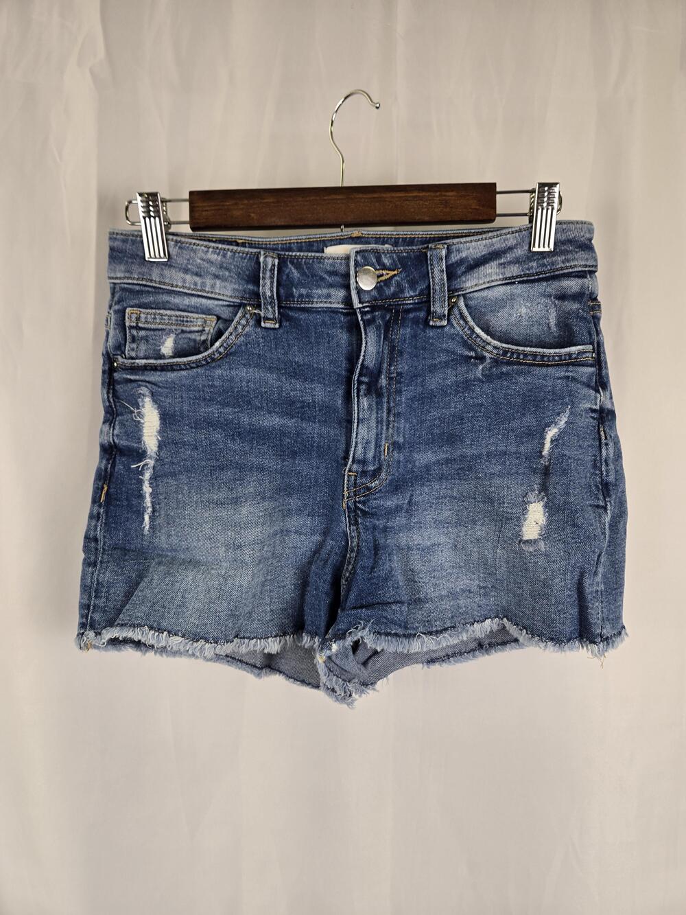 H&M Shorts Womens 6 Blue Distressed Denim Cutoff Frayed Hem Casual Summer